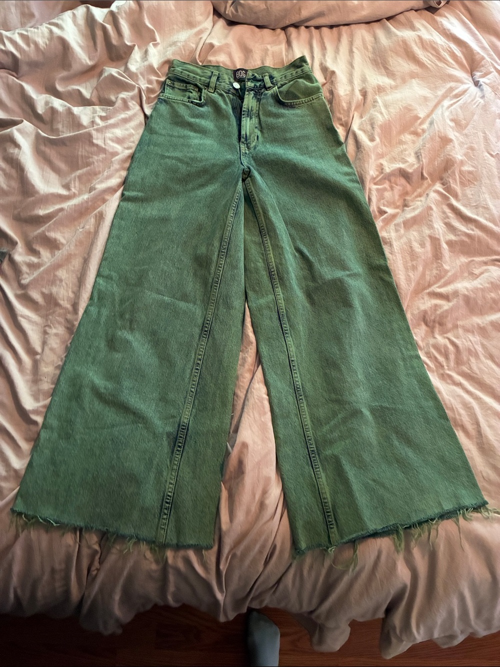 BDG Green Flare Wide-Leg Jeans